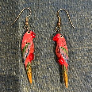Fun parrot earrings. Hand painted. Jimmy Buffet fans!
